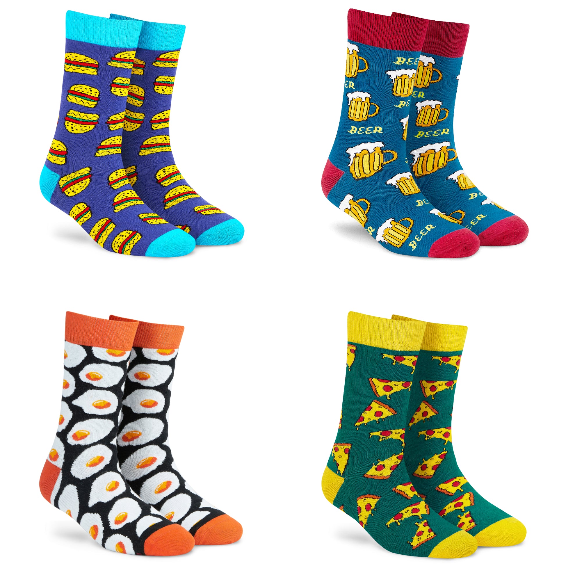 Cotton Crew Socks Combo: Burger, Beer, SSU, Pizza – Fun & Quirky Footwear

