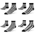 Black & White premium Cotton Ankle Socks set of 4
