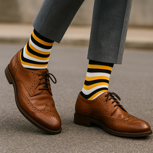 Stylish Luxury Cotton Crew Socks : Stripes X-4