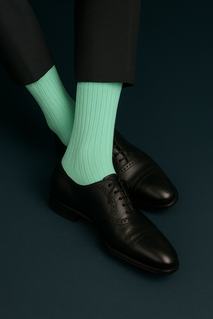 Solid Mint Crew Length Cotton Socks: A Refreshing Touch