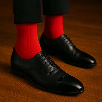SOLID RED Crew Length Socks - Dynamocks Premium Cotton Socks for Men & Women