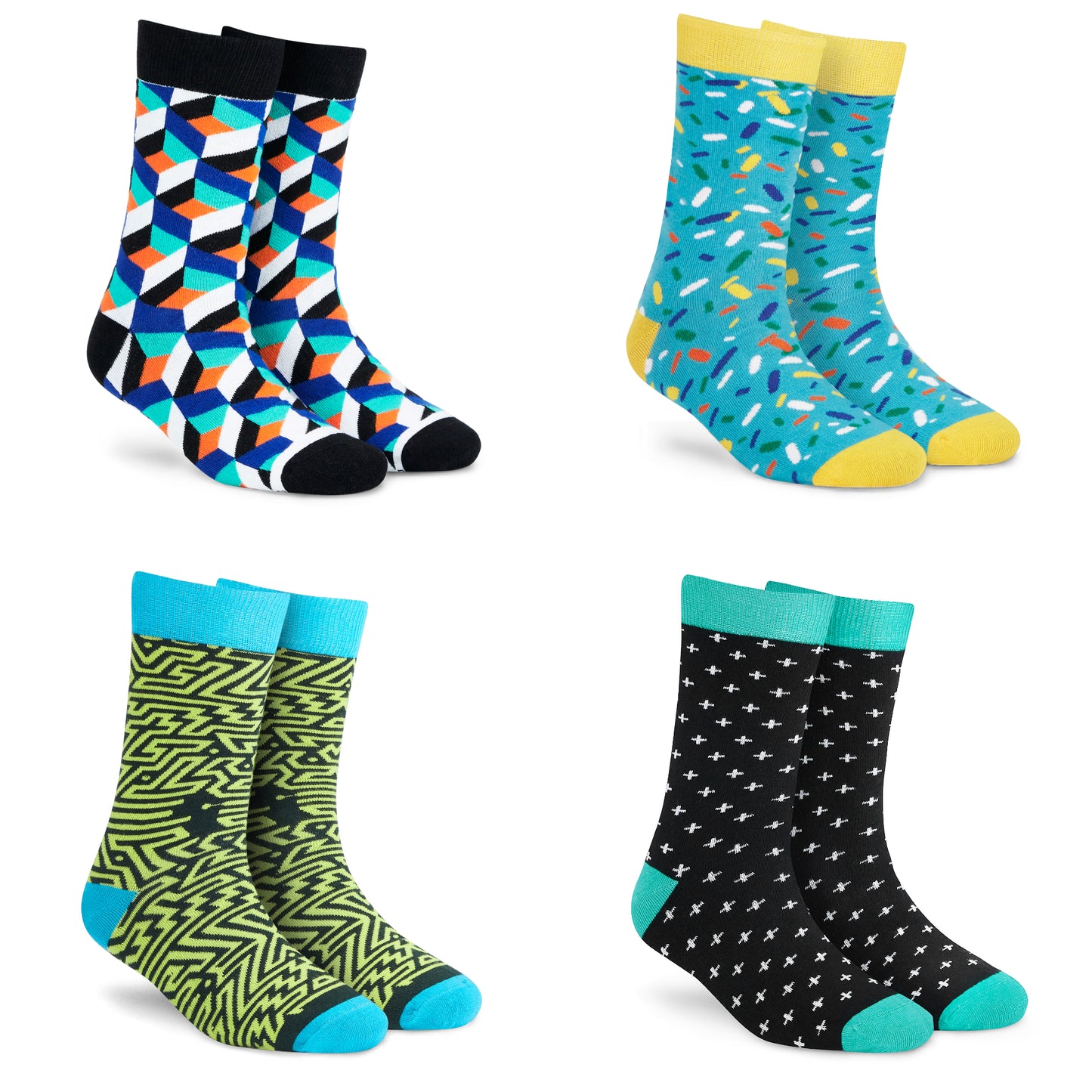 Cotton Crew Socks Combo: Cube, Sprinkles, Gizmo, Plus