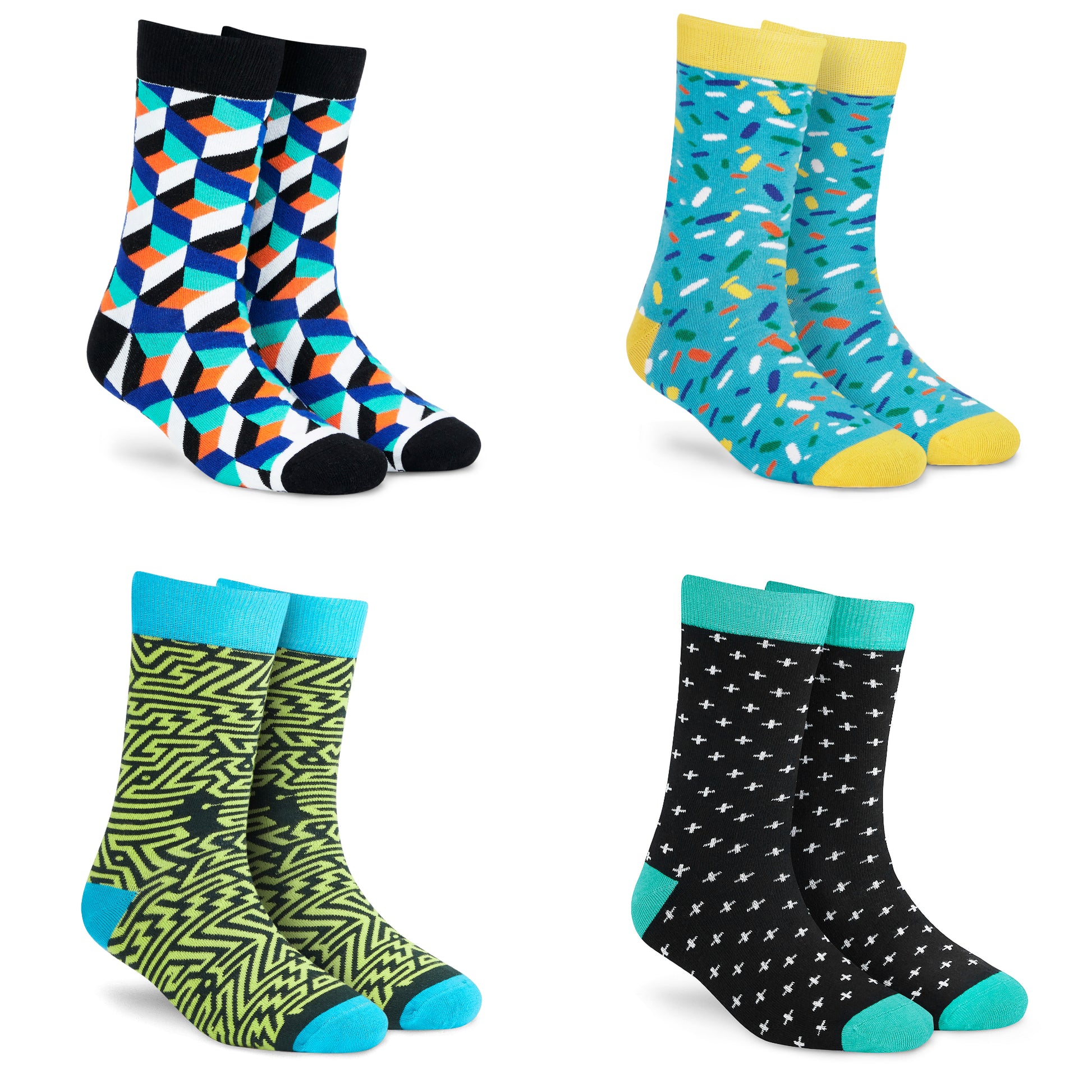 Cotton Crew Socks Combo: Cube, Sprinkles, Gizmo, Plus