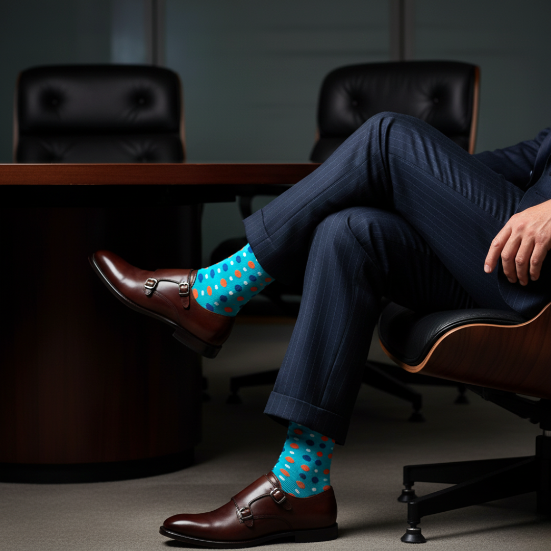 FIZZY AQUA CREW LENGTH SOCKS - Cotton Crew Socks