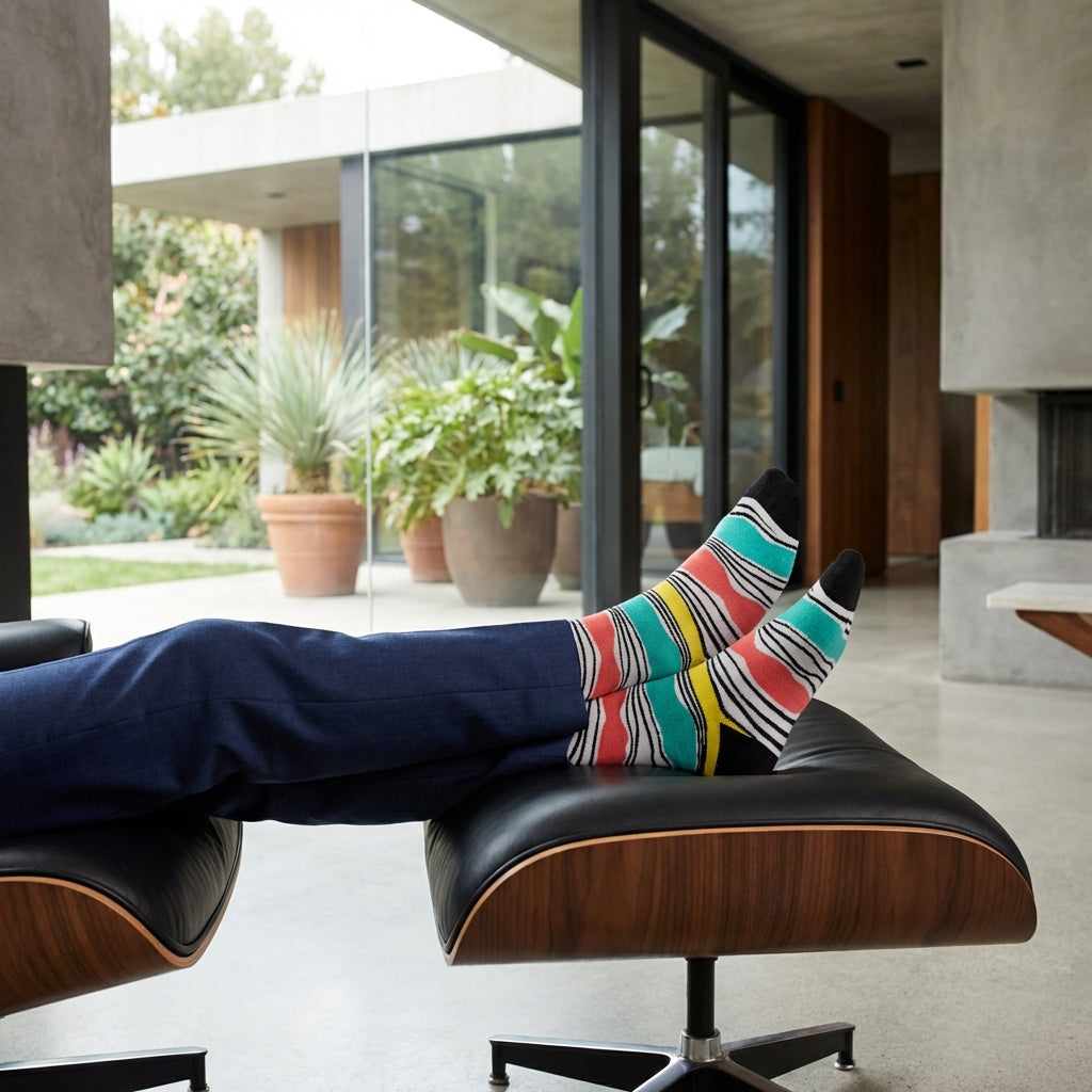 Fun Stripes Crew Length Socks: A Touch of Sophisticated Style, Colorful Luxurious Cotton Socks.