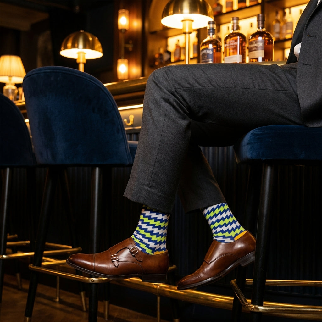 Electro Crew Length Socks : Premium Cotton Colorful Crew Socks