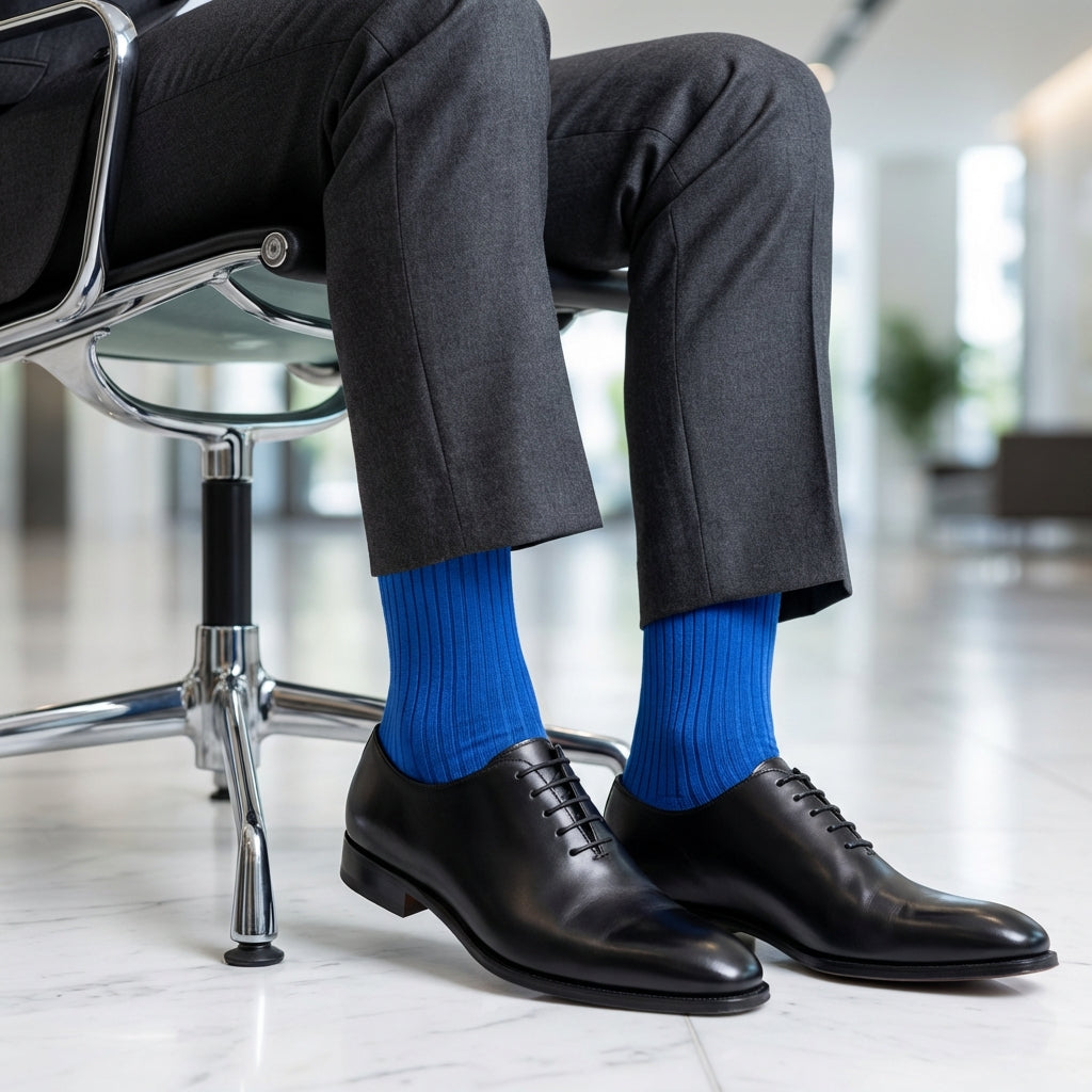 SOLID ROYAL BLUE CREW LENGTH SOCKS - Cotton Crew Socks