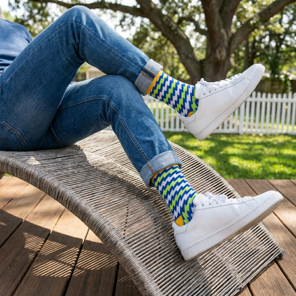 Electro Crew Length Socks : Premium Cotton Colorful Crew Socks