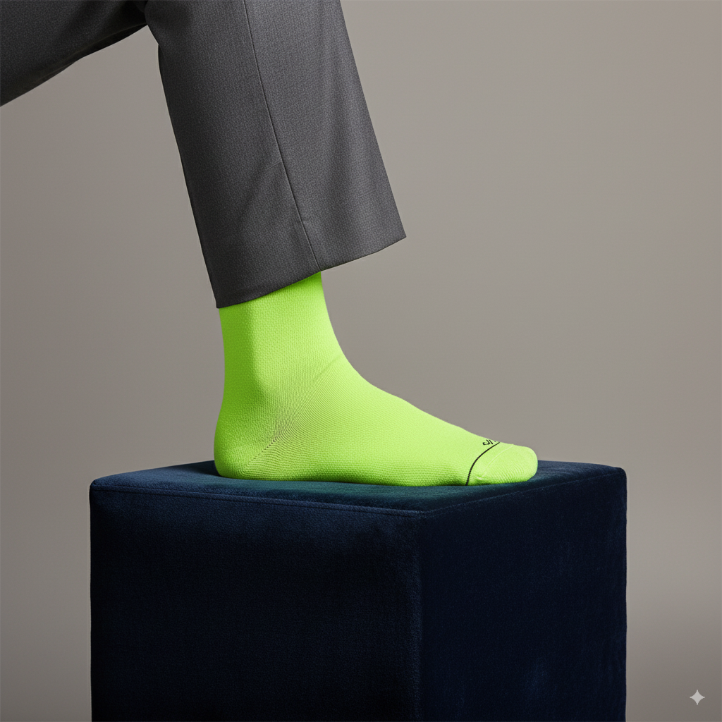 Neon Green Unisex Bamboo Crew Length Socks