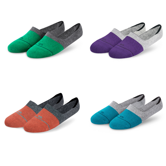Dual Solid Invisibles Pack of 4 Green/D. Grey+Purple/L. Grey+Rust/D. Grey+TealBlue/L.Grey