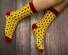 FIZZY YELLOW CREW LENGTH SOCKS - Cotton Crew Socks