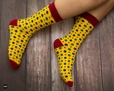 FIZZY YELLOW CREW LENGTH SOCKS - Cotton Crew Socks