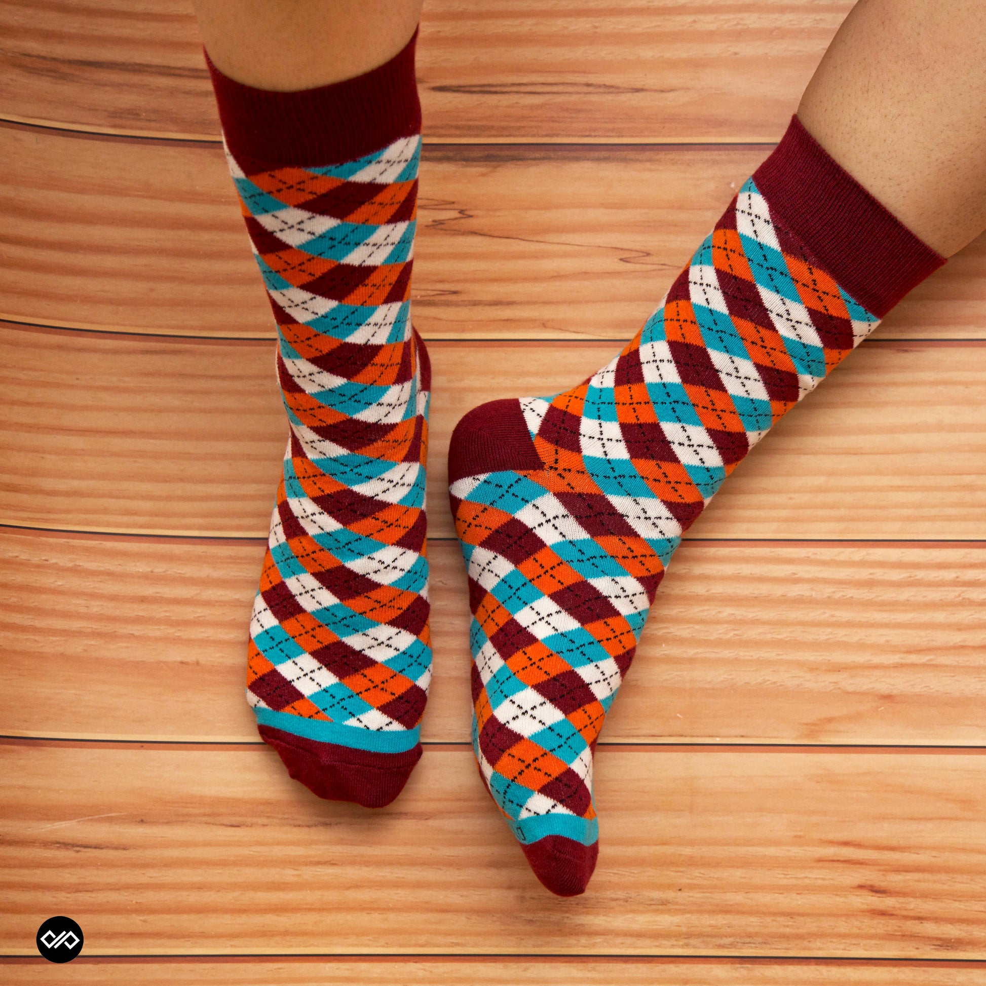 DANDY - MAROON CREW LENGTH SOCKS - Cotton Crew Socks