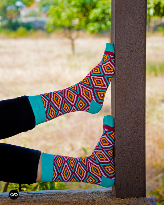 RANGOLI CREW LENGTH SOCKS - Cotton Crew Socks