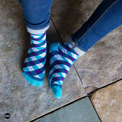 Cotton Ankle Socks Combo – Dandy Aqua, Neon & Maroon Designs
