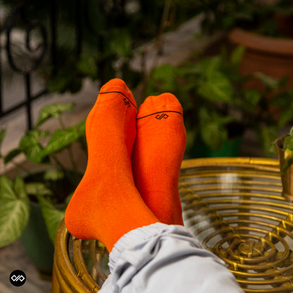 Comfort Meets Style: Orange Unisex Bamboo Crew Length Socks