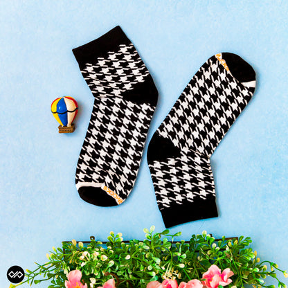 Cotton Ankle Socks Combo – Hex, Mono, Dandy Black & White, Houndstooth