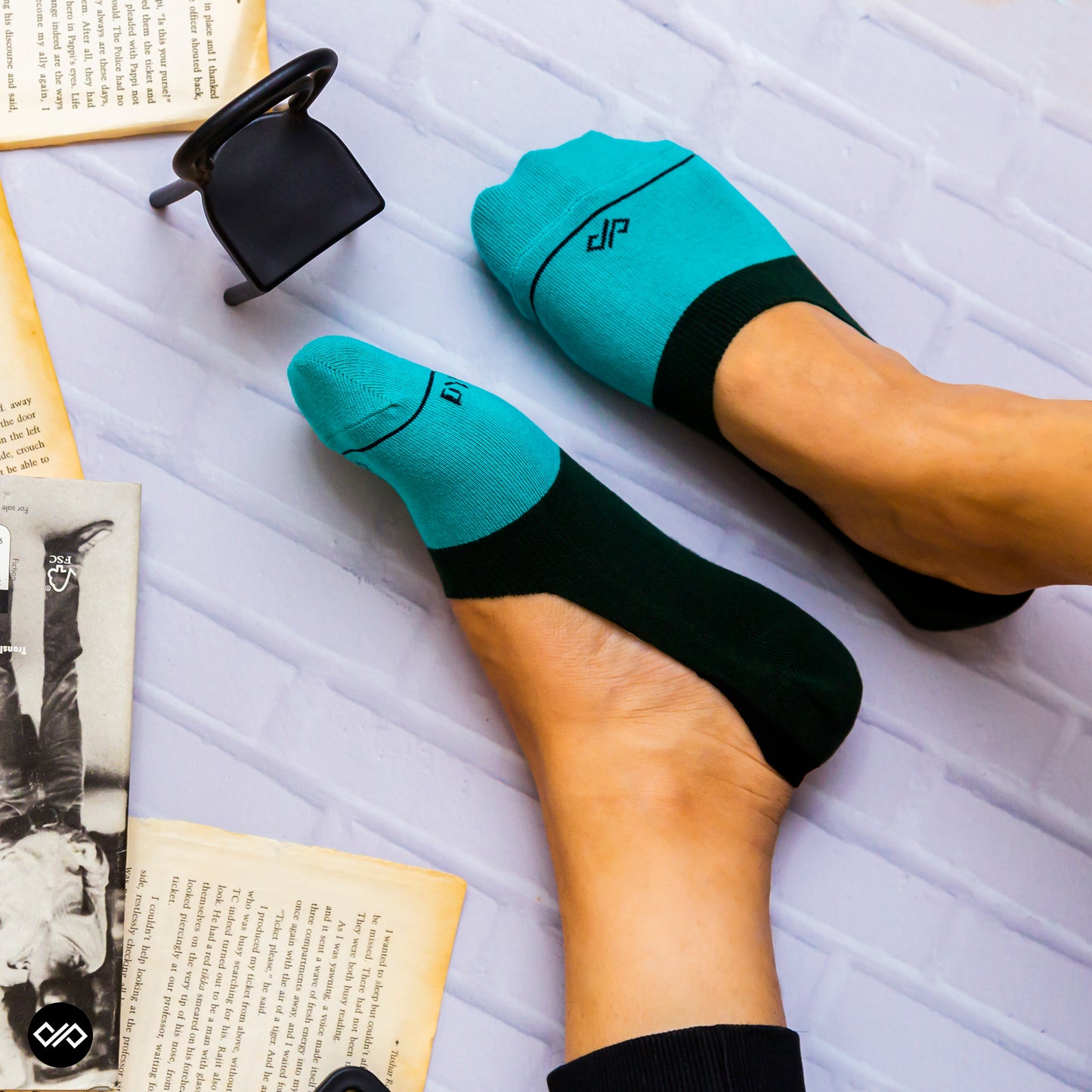 Cotton Invisible Socks (3-Pack): Aqua/Mango/Turquoise (DS Unisex)