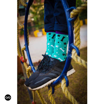 Cotton Crew Socks Combo: Leopard, Paws & Bones, Zebra, Aliens