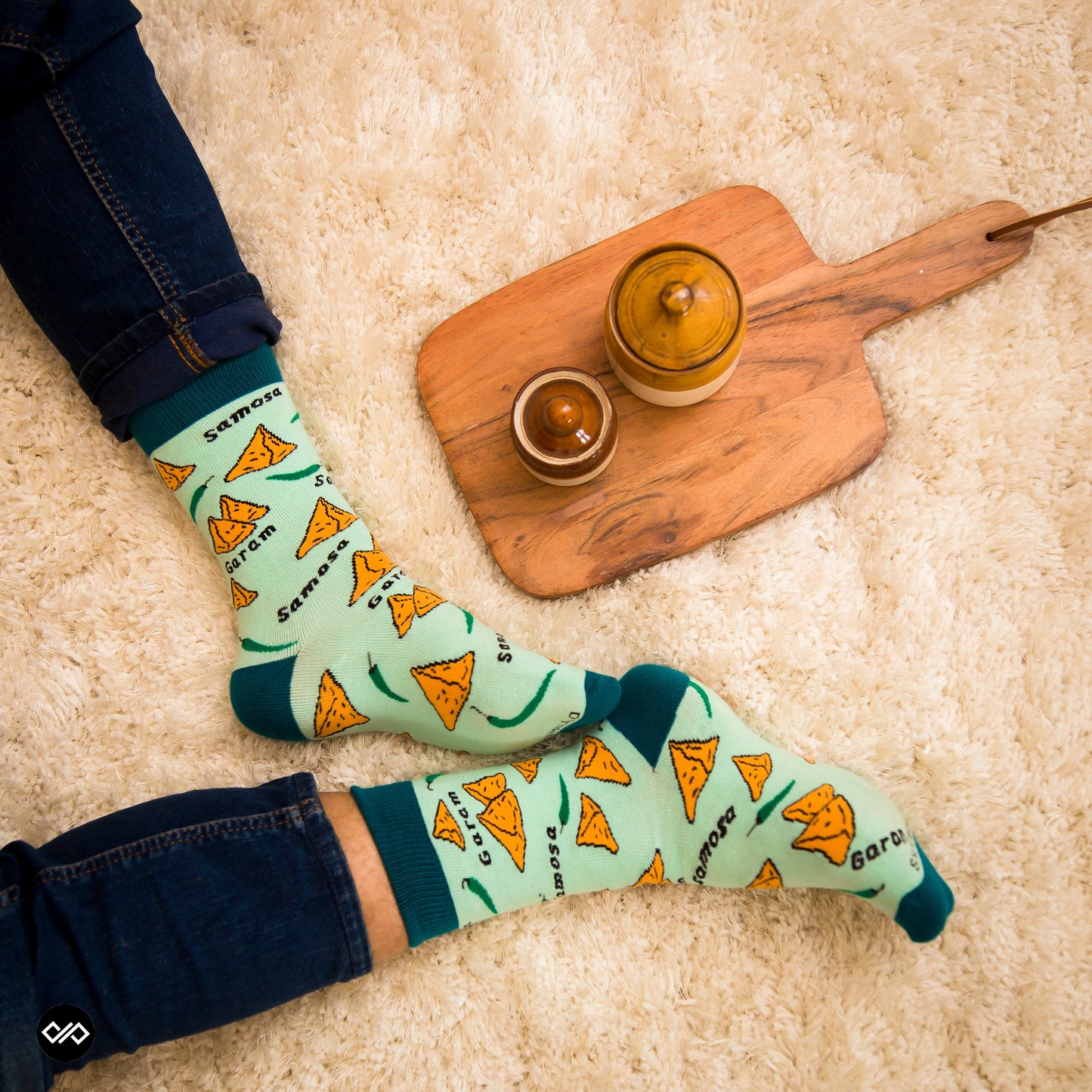 Cotton Crew Socks Combo: Samosa, Rickshaw, Chai