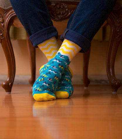 Cotton Crew Socks Combo: Fizzy Yellow, Maroon, Aqua