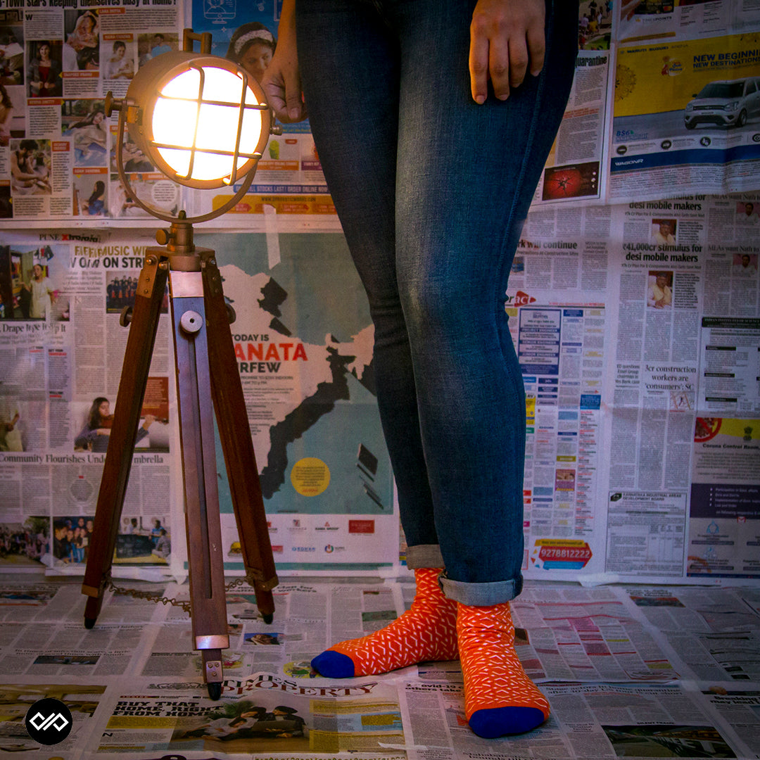 Cotton Crew Socks Combo: Hexagon, Sunshine, Mayan, Tangy, Urbane, Neon
