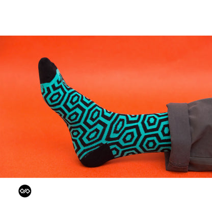 Cotton Crew Socks Combo: Hexagon, Sunshine, Mayan, Tangy, Urbane, Neon