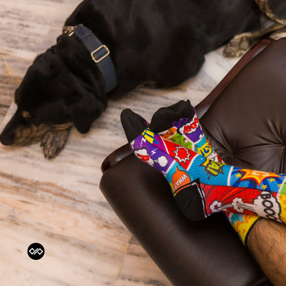 Artistic Crew Length Socks Combo Gift Box - Vibrant Colorful Design Comfortable for Every Day US Size  6 - 11