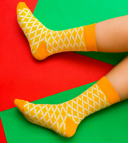 Cotton Crew Socks Combo: Hexagon, Sunshine, Mayan, Tangy, Urbane, Neon