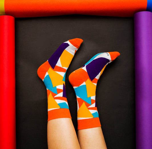 Cotton Crew Socks Combo: Bubbles, Pizzazz, Maze, Bolt 
