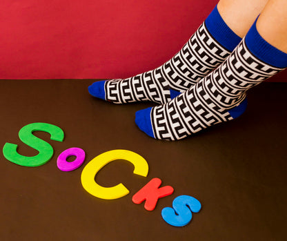 Cotton Crew Socks Combo: Hexagon, Sunshine, Mayan, Tangy, Urbane, Neon