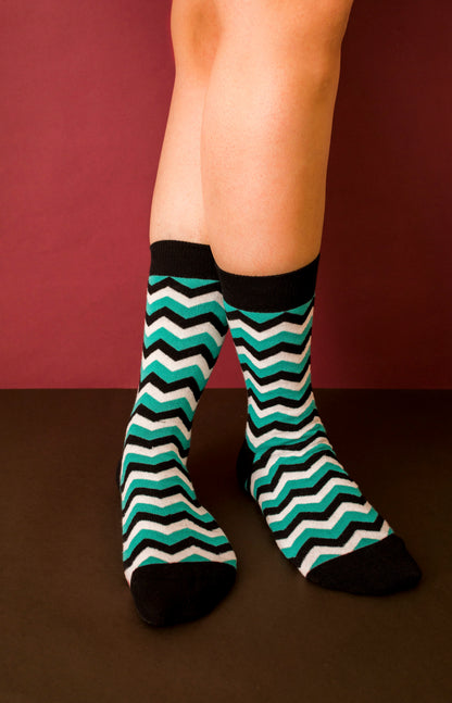 Cotton Crew Socks Combo: Maze, Crossover, Exotic, Bolt, Mint, Mirage