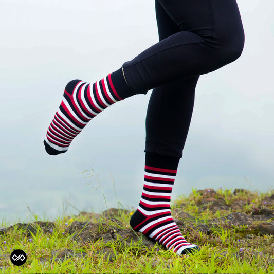 Stylish Cotton Crew Socks : Stripes X-2