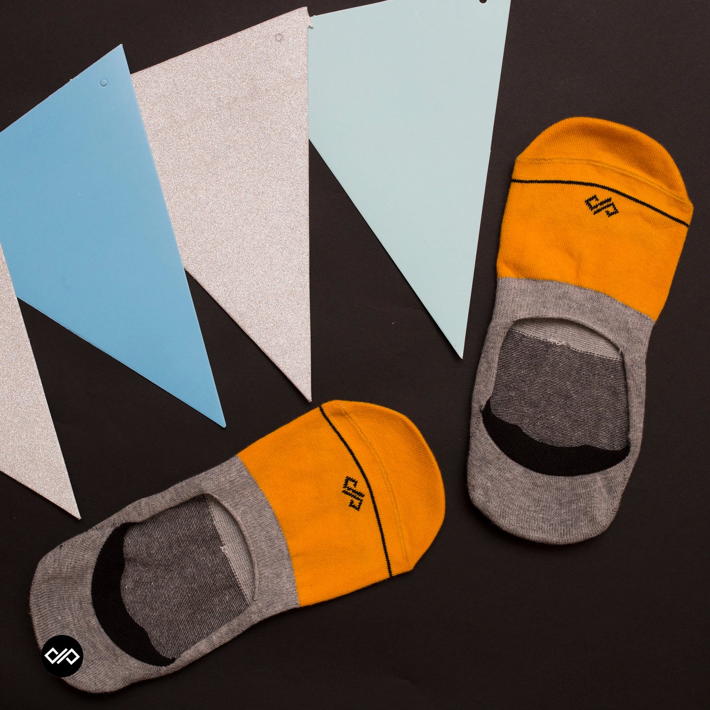 Colorful Cotton Socks: DS Unisex Invisibles (Mango/Light Grey)