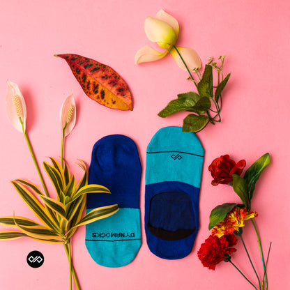 Cotton Invisible Socks (3-Pack): Aqua/Mango/Turquoise (DS Unisex)