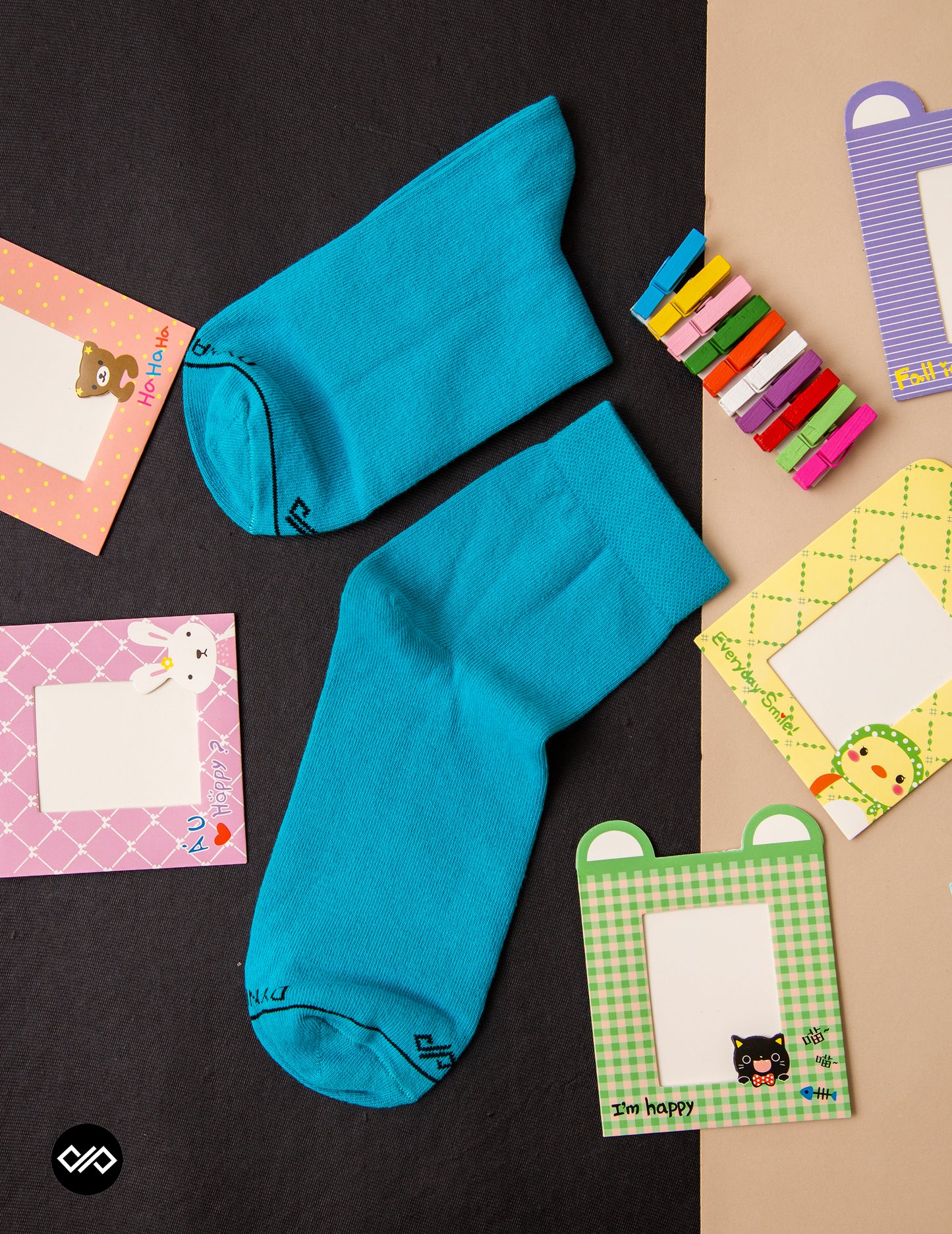 SOLID AQUA ANKLE LENGTH SOCKS - Cotton Ankle Socks