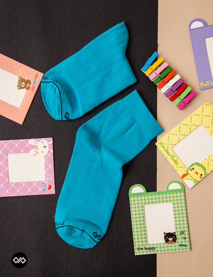 SOLID AQUA ANKLE LENGTH SOCKS - Cotton Ankle Socks