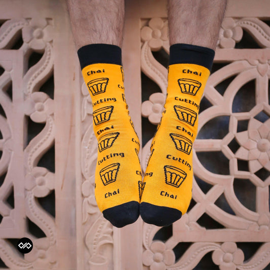 Cutting-Chai Crew Socks | Comfy Cotton Single Pair, Fun Design