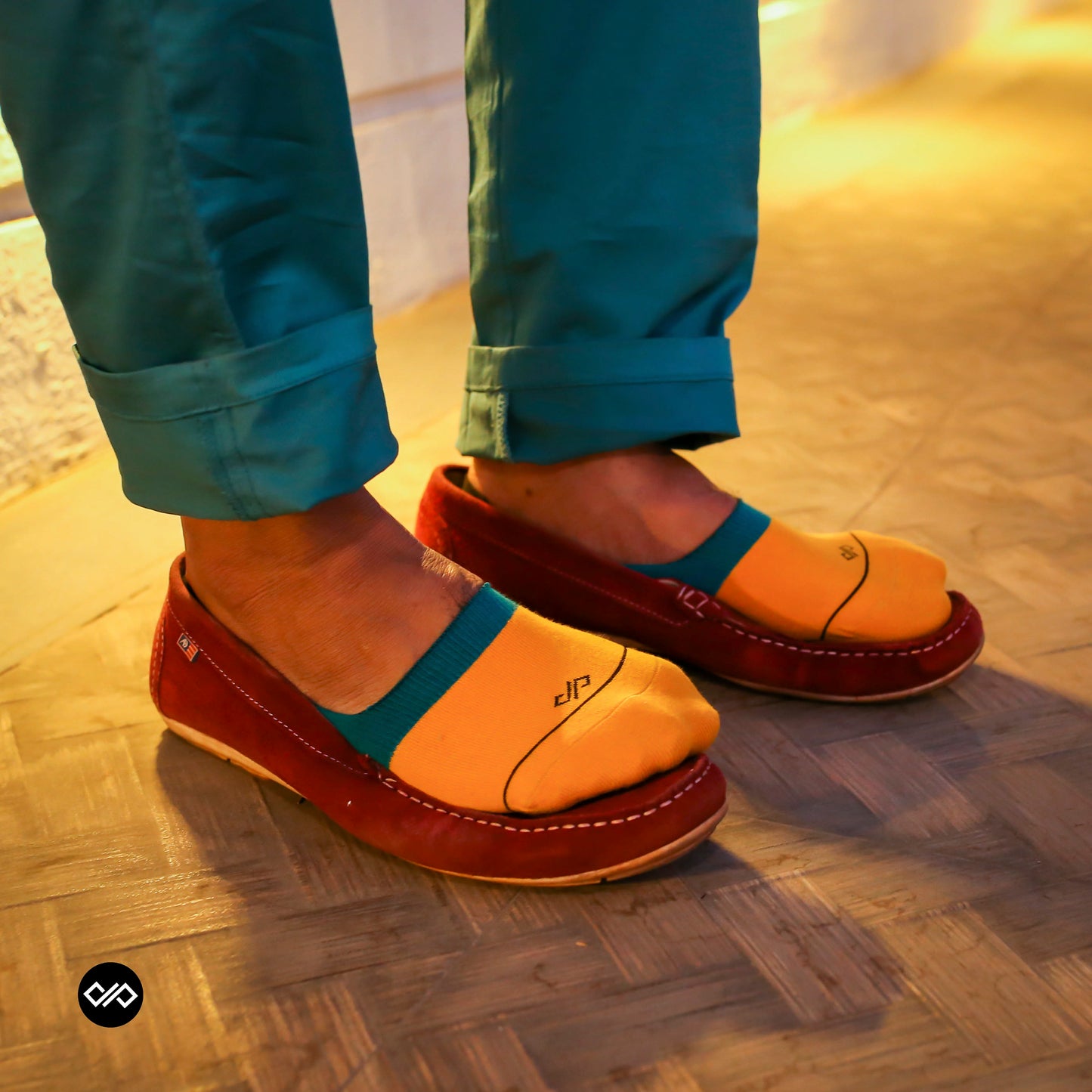 Cotton Invisible Socks (3-Pack): Aqua/Mango/Turquoise (DS Unisex)
