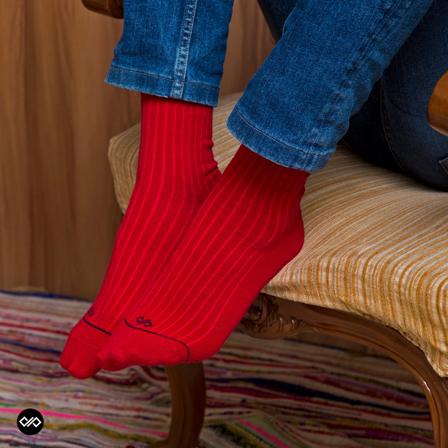 SOLID RED Crew Length Socks Dynamocks Premium Cotton Socks for Men & Women