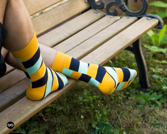 Cotton Crew Socks Combo: Hunk, Neon, Hexagon, Popcorn