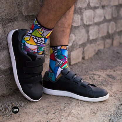 Mosaic- Dynamocks Artistic Graphic Quarter Length Socks (US Size 6-10)