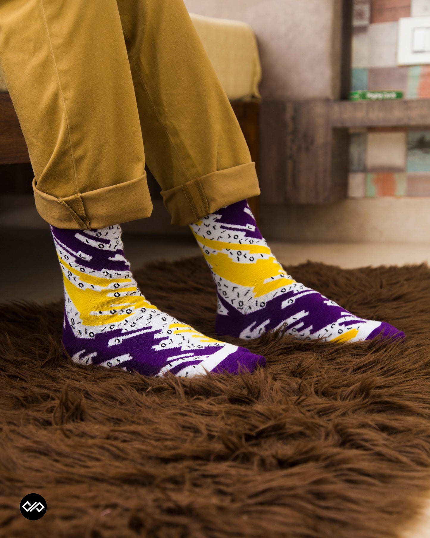 Cotton Crew Socks Combo Of Unique Colorful Designs Like Spark, Ritz, Techno, Burst