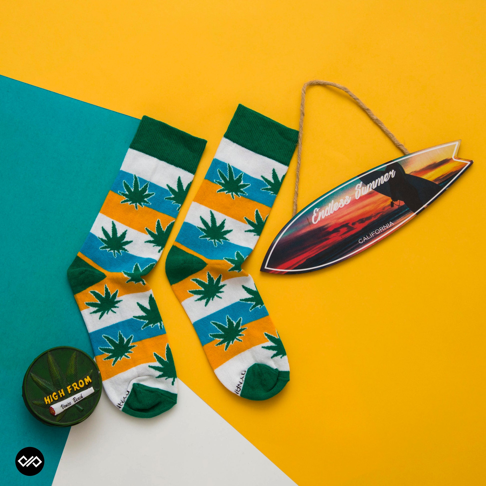 Cotton Crew Socks Combo: Happy Leaf, Polka, Lemon, Mooch