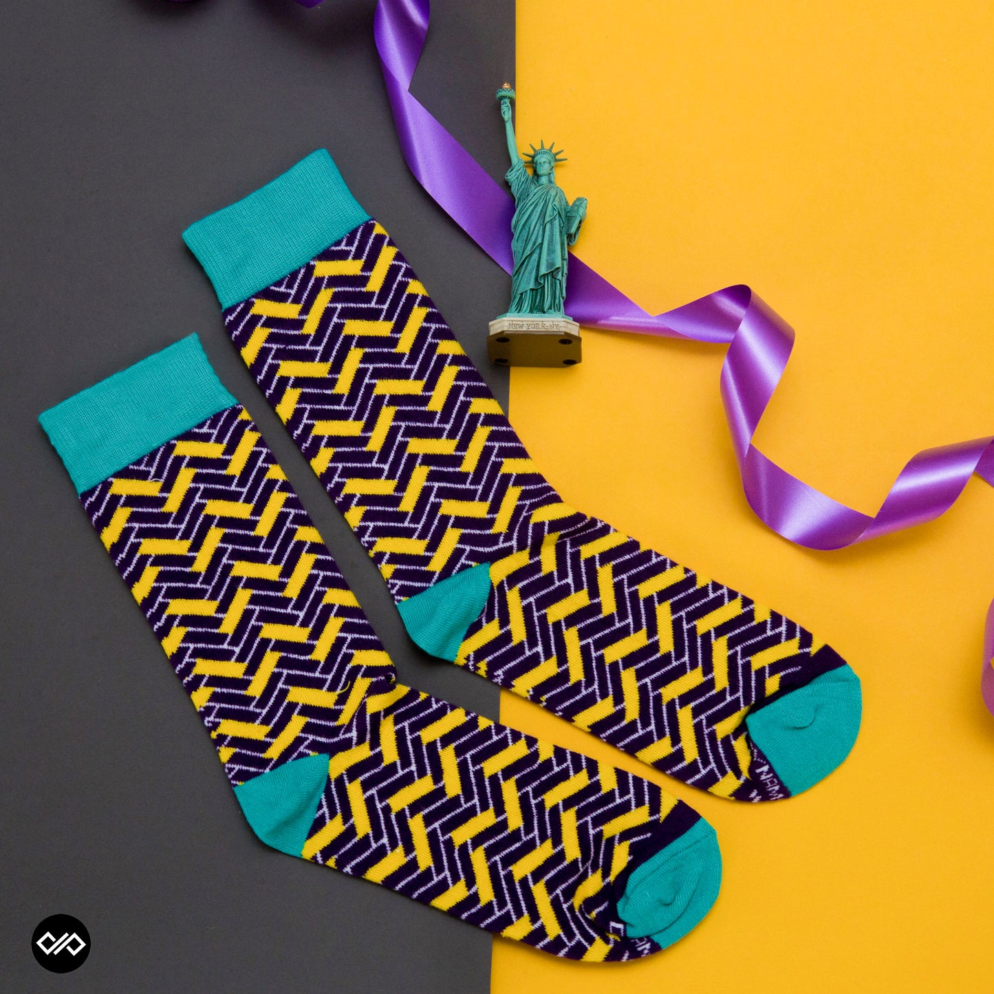 Cotton Crew Socks Combo: Hexagon, Sunshine, Mayan, Tangy, Urbane, Neon