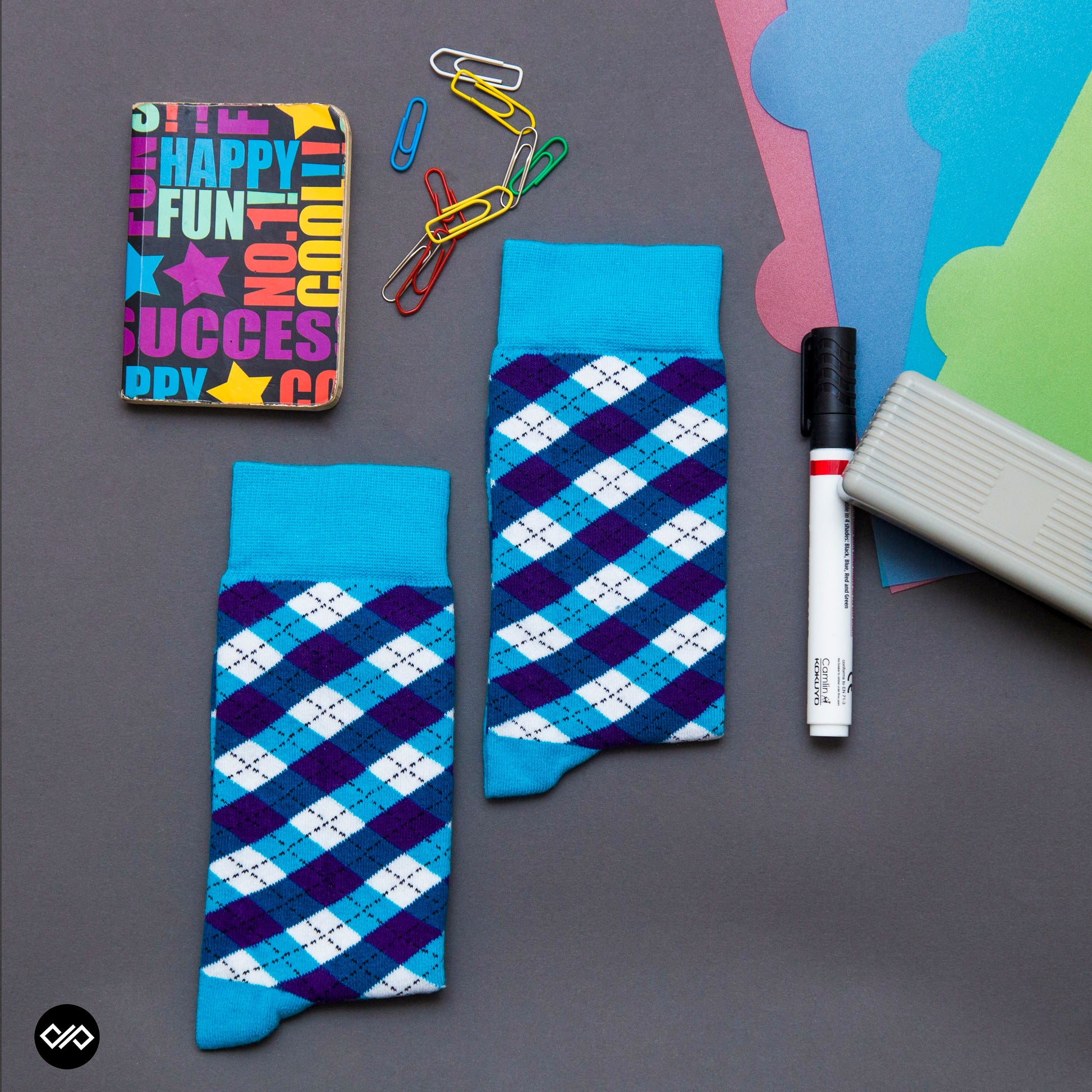 Cotton Crew Socks Combo: Dandy Neon Green, Maroon, Aqua