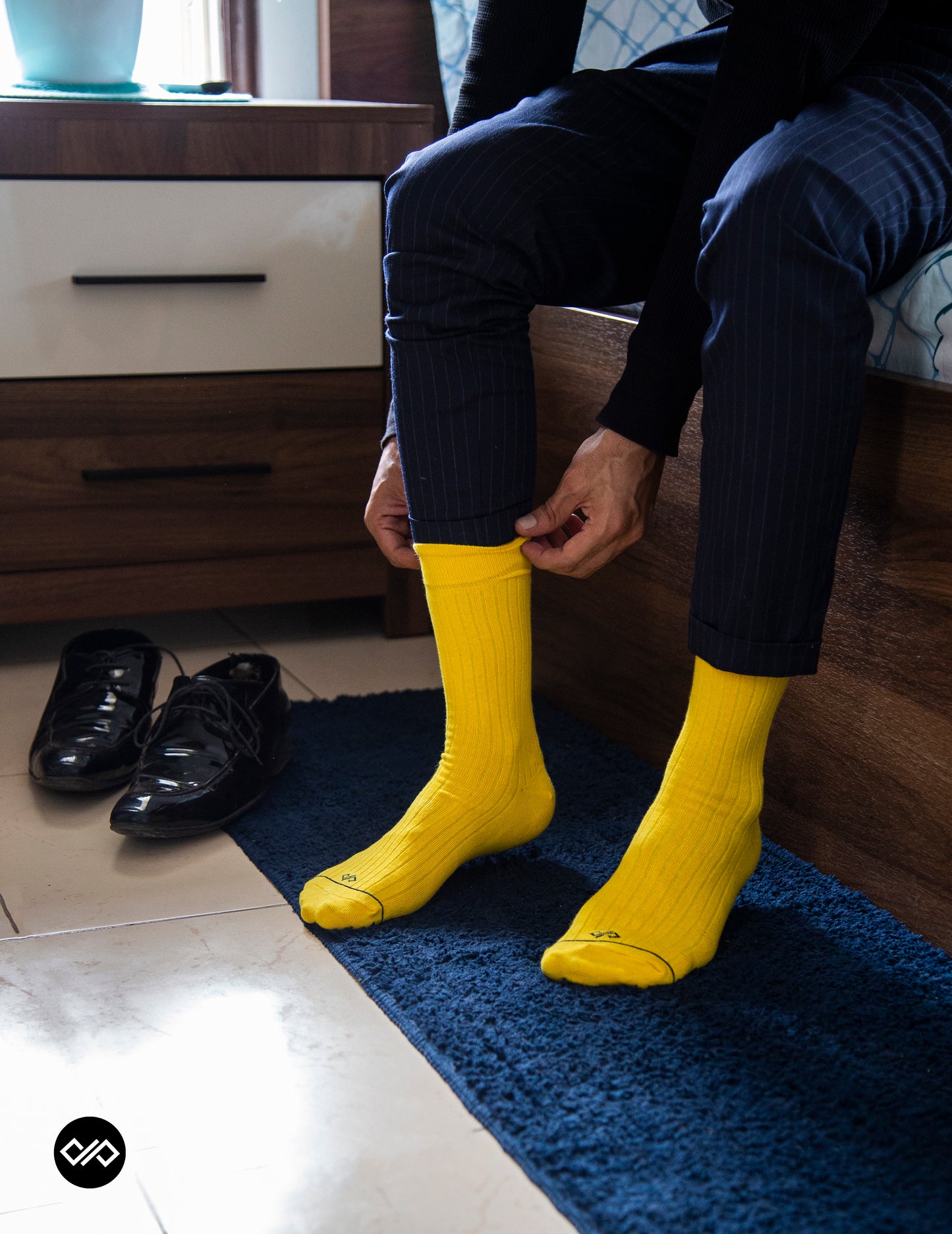 Cotton Crew Socks: SOLID YELLOW Crew Length Socks