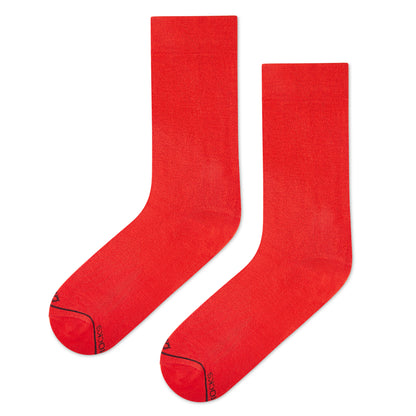 SOLID RED Crew Length Socks Dynamocks Premium Cotton Socks for Men & Women