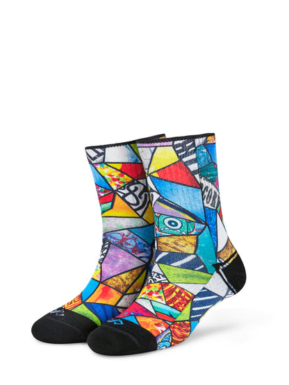 Mosaic- Dynamocks Artistic Graphic Quarter Length Socks (US Size 6-10)