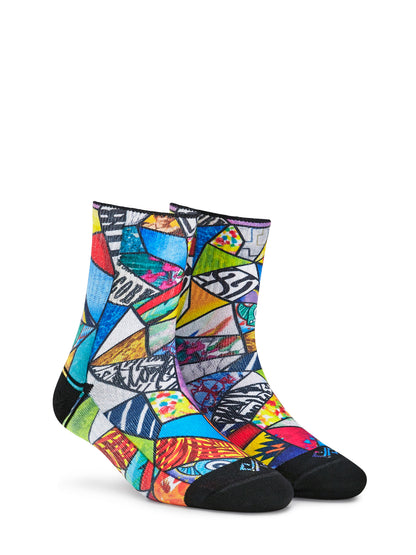 Mosaic- Dynamocks Artistic Graphic Quarter Length Socks (US Size 6-10)